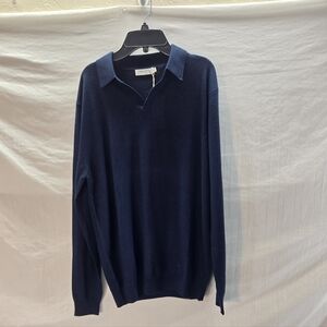 Collars & Co Men's Medium Blue Australian Merino Wool Long Sleeve Sweater New